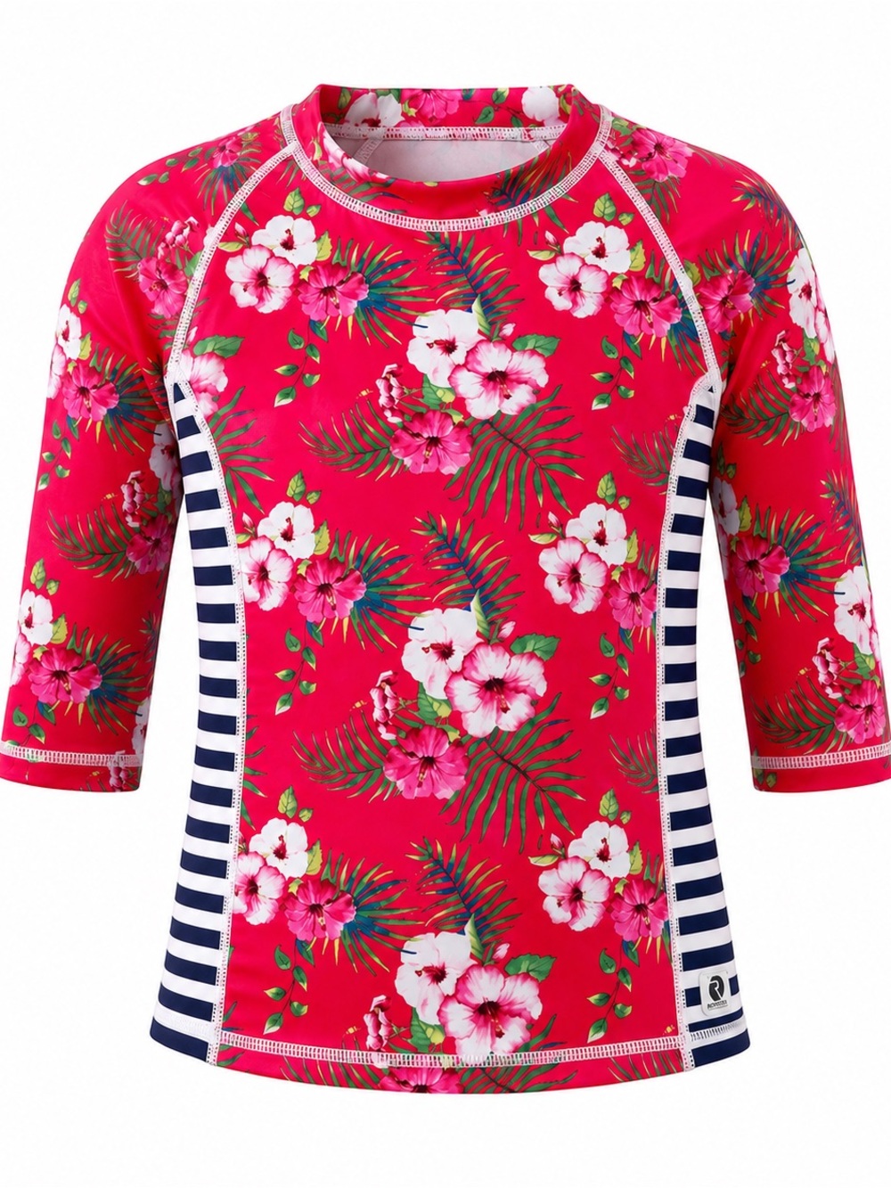 RIPZONE Girls' Tropical Floral Rash Guard Pink & Navy M 7/8Y